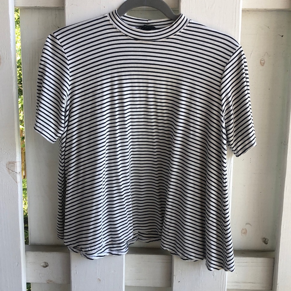 Striped A-line High Neck Tee